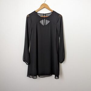 NWT BCBGeneration black sheer long sleeve cutout swing shift mini dress